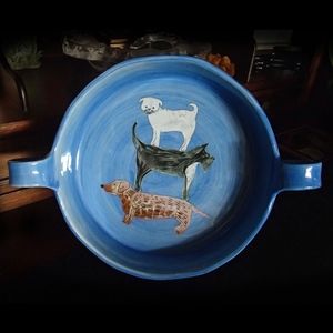 Anthropologie • Dogs on Blue Pie Plate SOL…